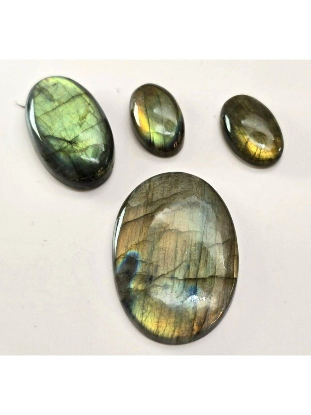 Labradorite Gemstone Cabochons Set Of 4 Oval Shapes Beautiful Colors JH5012